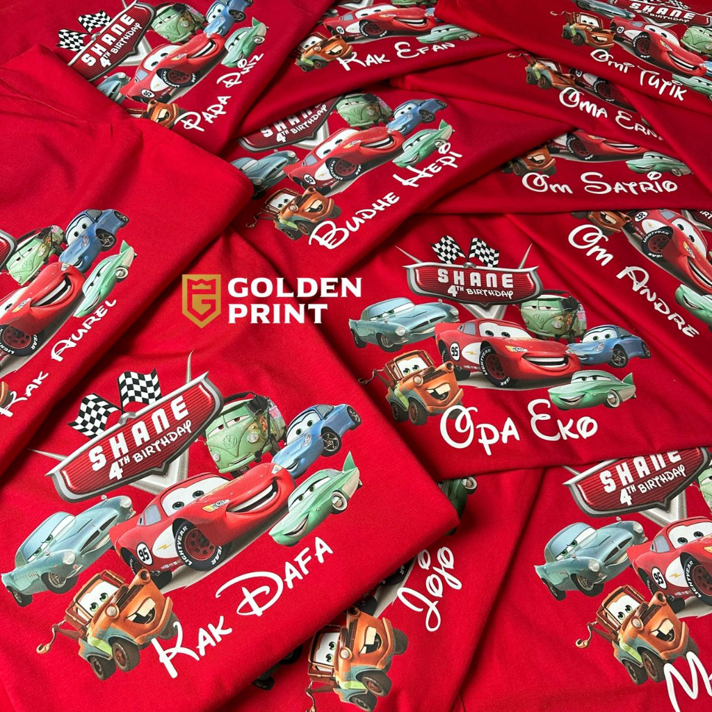 custom kaos ulang tahun tema cars