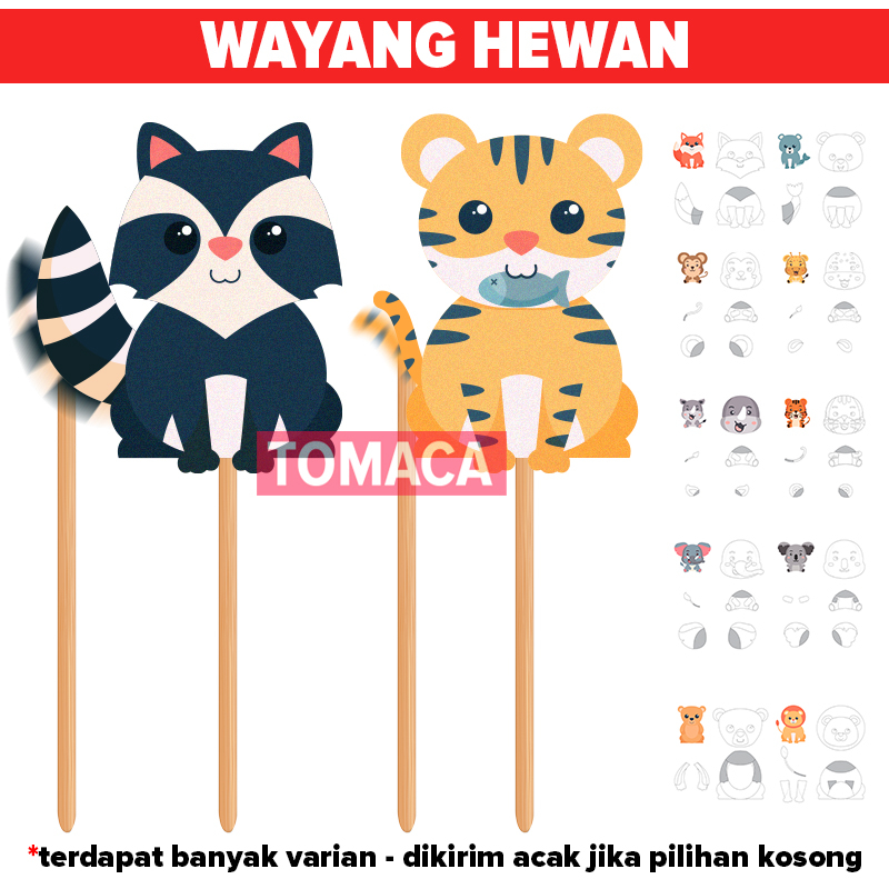 Prakarya Anak Menggunting Mewarnai Wayang Kertas Diy Animal Karakter Sd Tk Paud Mainan Edukasi