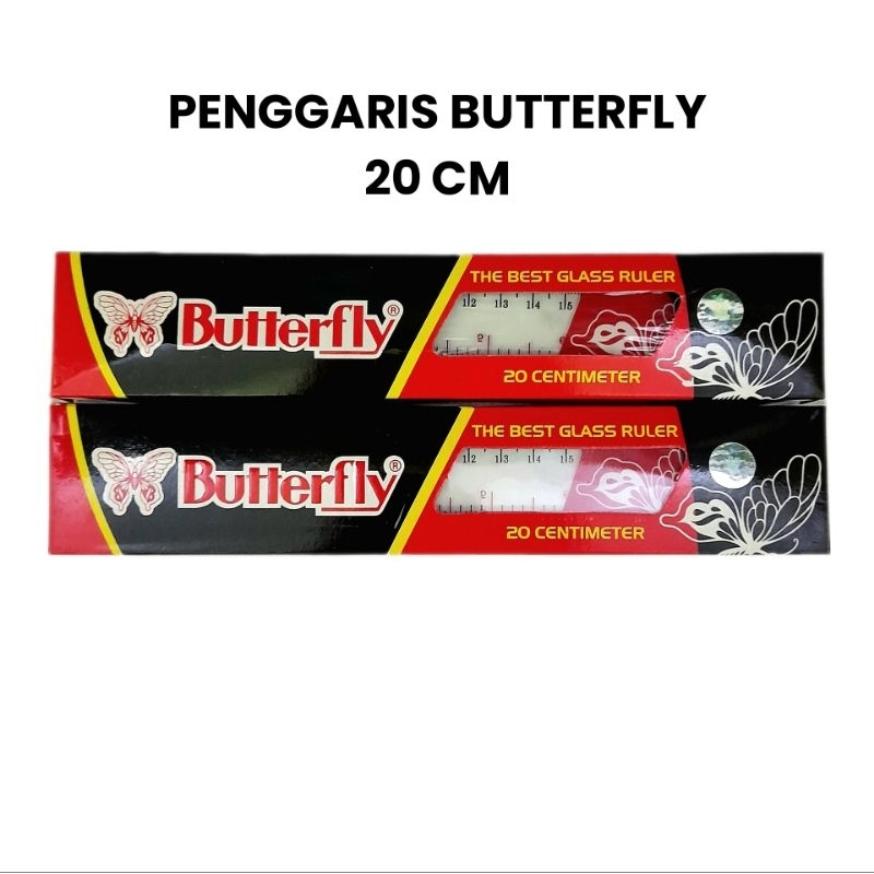 

(Isi 12) Penggaris BUTTERFLY Plastik Tebal Transparan 20 cm Per Kotak