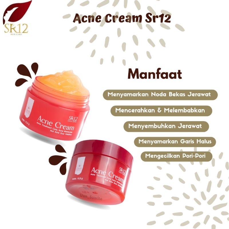 Sr12 Skincare Night Cream Acne Krim Malam Untuk Kulit Berminyak Berjerawat Cream Wajah Mencerahkan &