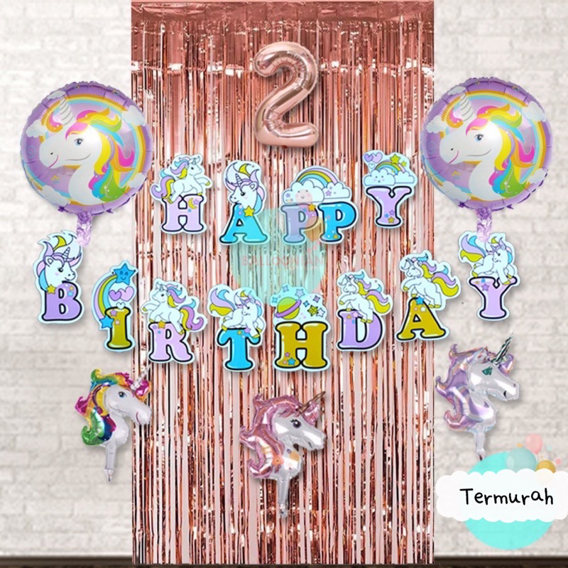 SET DEKORASI UNICORN/DEKORASI ULANG TAHUN ANAK UNICORN