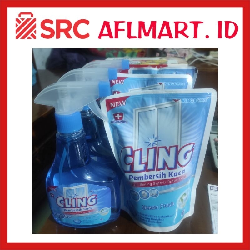Glass Cling Biru Botol 440ml dan Pouch 425ml