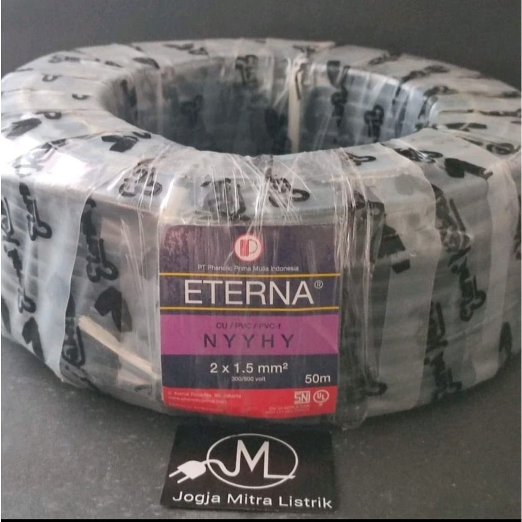 KABEL LISTRIK NYYHYO 2X1,5MM ETERNA / KABEL SERABUT ECER