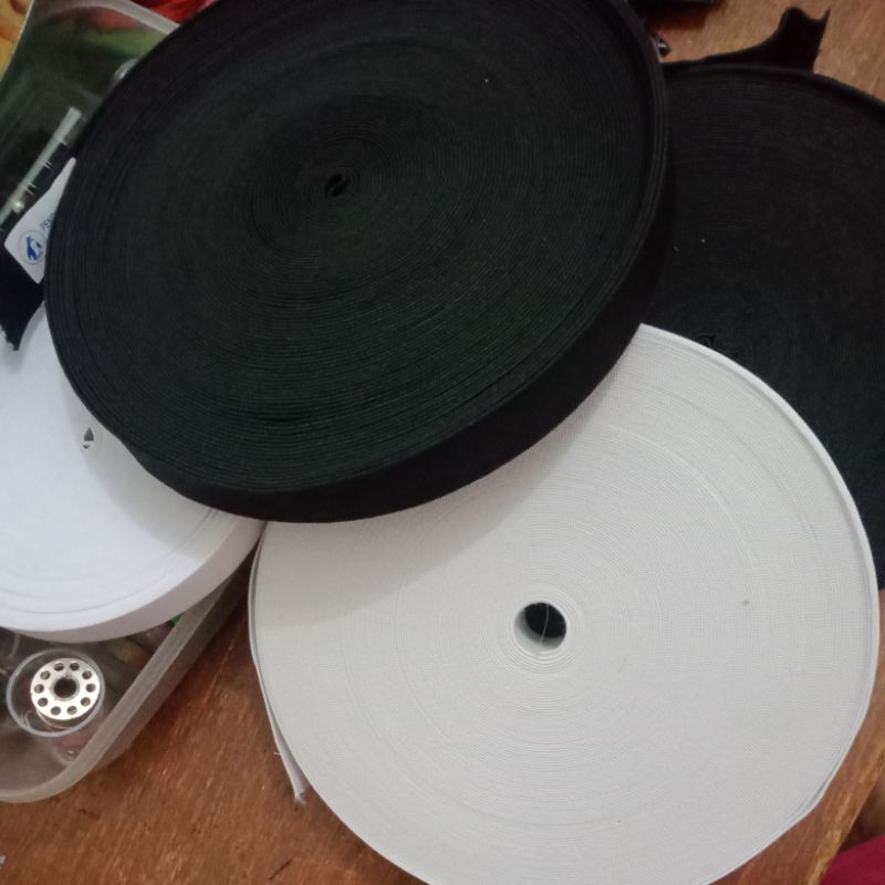 Karet elastis hitam putih / karet rok / karet elastis / karet celana