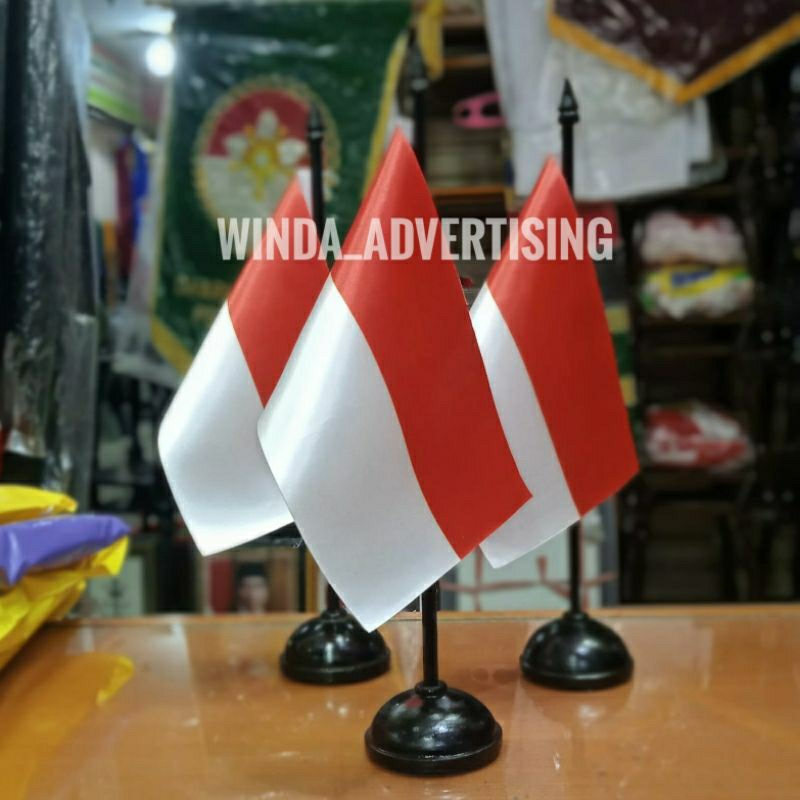 Bendera Meja Merah Putih Bendera Merah Putih Meja Kantor + Tiang
