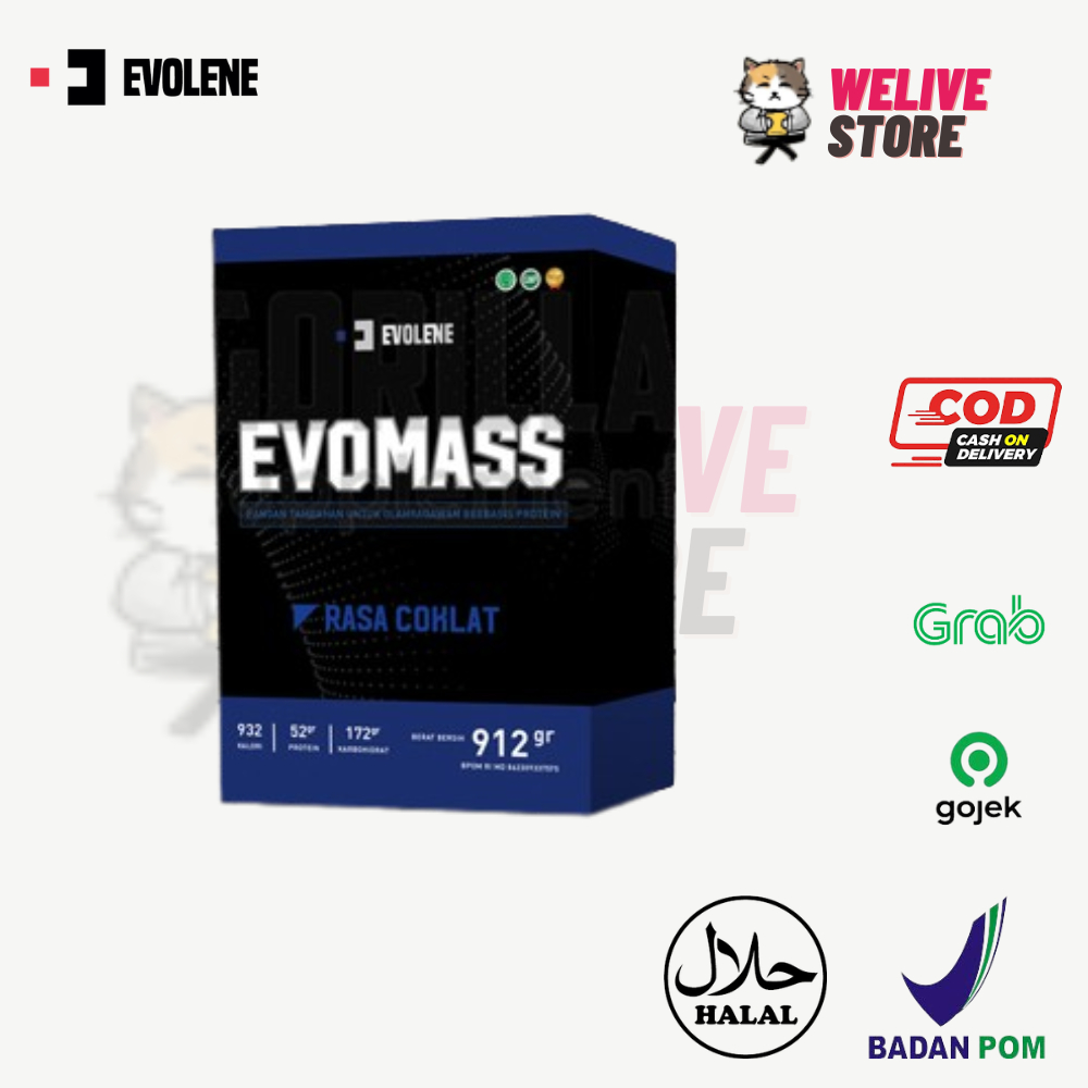 Suplemen otot suplemen gym suplemen EVOLENE Evomass Gainer 912 gr 2 lb 2 lbs 912 gram