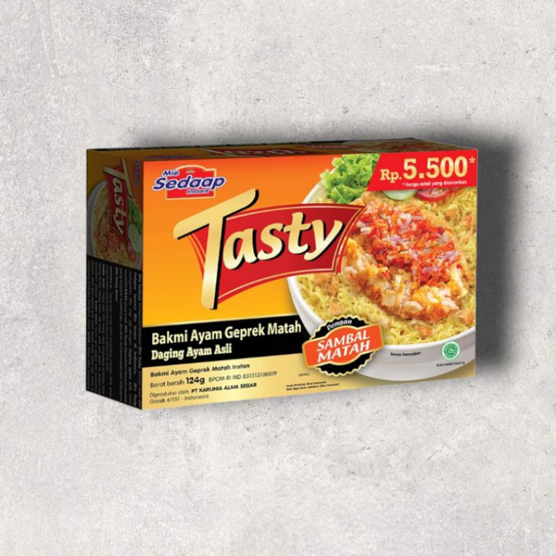 

Tasty Mie Instant Bakmi Ayam Geprek Matah 124 g