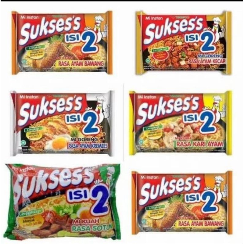

2 bungkus mie sukses jumbo all varian