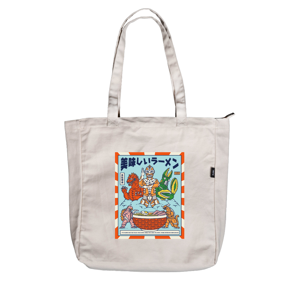 

ID FLADE STUDIOS TOTE BAG KANVAS CREAM RESLETING - TAS PRIA WANITA - JAPAN SERIES