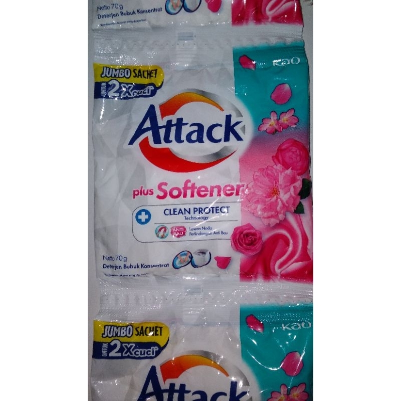 Deterjen Bubuk Konsentrat Attack plus Softener 70gr @1sachet