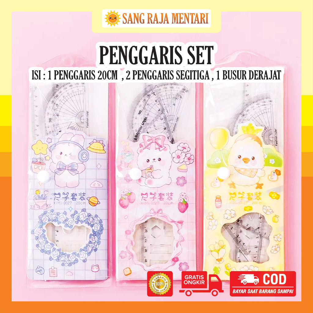 

Penggaris Set Dapat 4 Macam | Ruler Panjang Segitiga Busur Derajat untuk Anak Sekolah