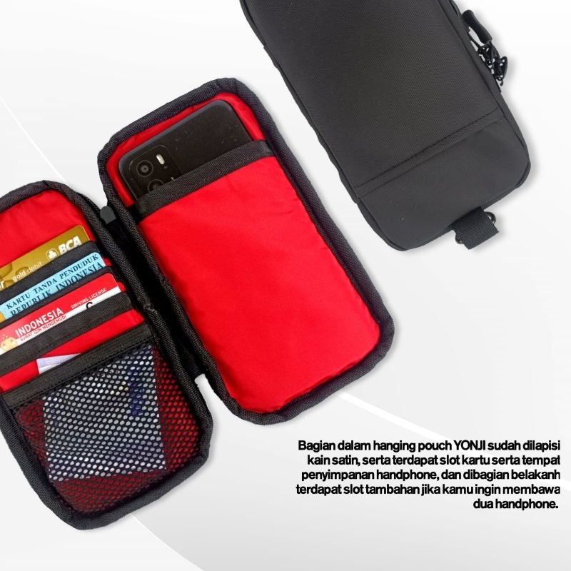 Tas Dompet Hp Handphone Smartphone Hanging Pouch Fervekto Yonji / Tas Dompet Organizer HP Handphone Multifungsi Dompet Kartu Kalung Tangan Clutch Bag Slempang Selempang Sling Bag Distro Keren Murah Terbaru Waterproof Tahan Air Unisex Pria Wanita