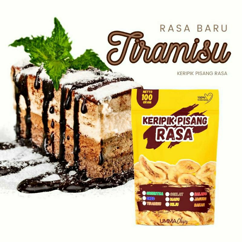 

KERIPIK PISANG RASA TIRAMISU cemilan snack viral 100.gr