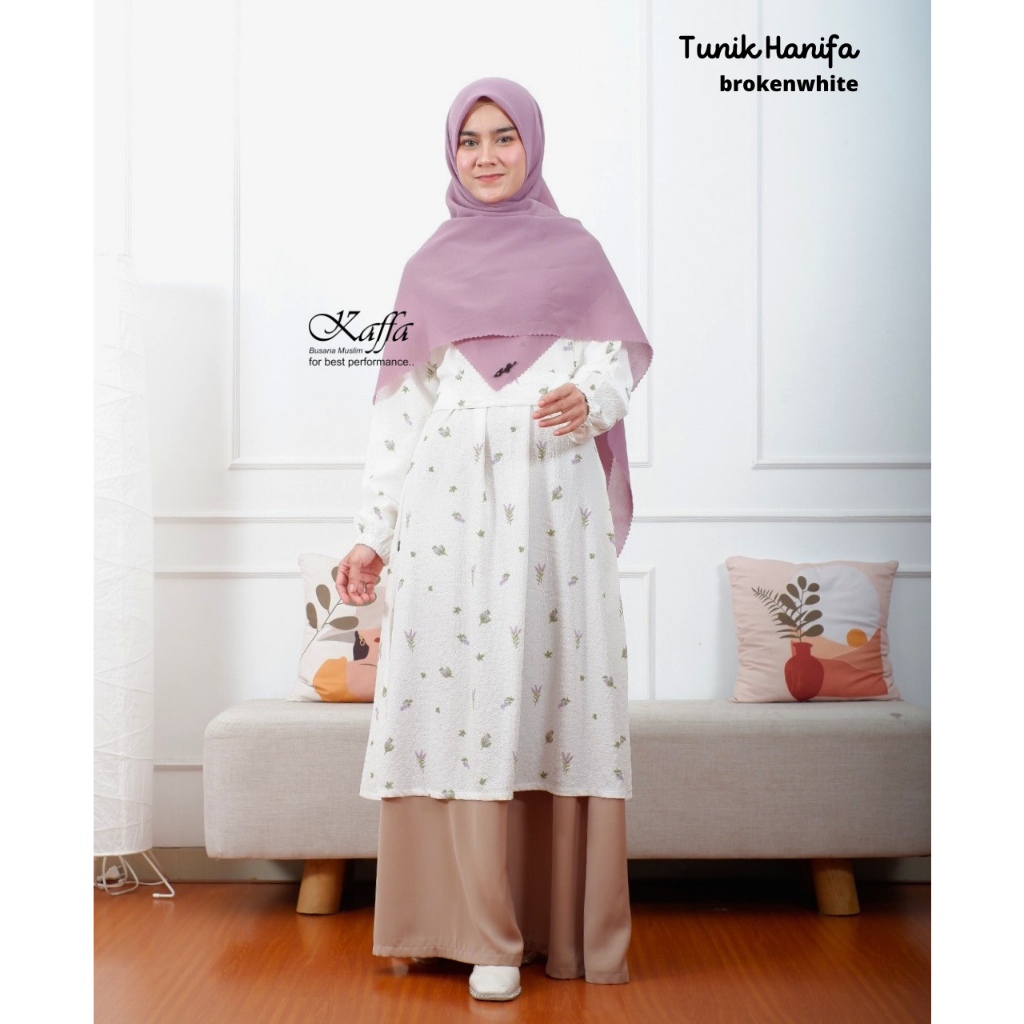 Tunik Hanifa by Kaffa Busana Muslim (Brokenwhite, Greentea, Coksu)