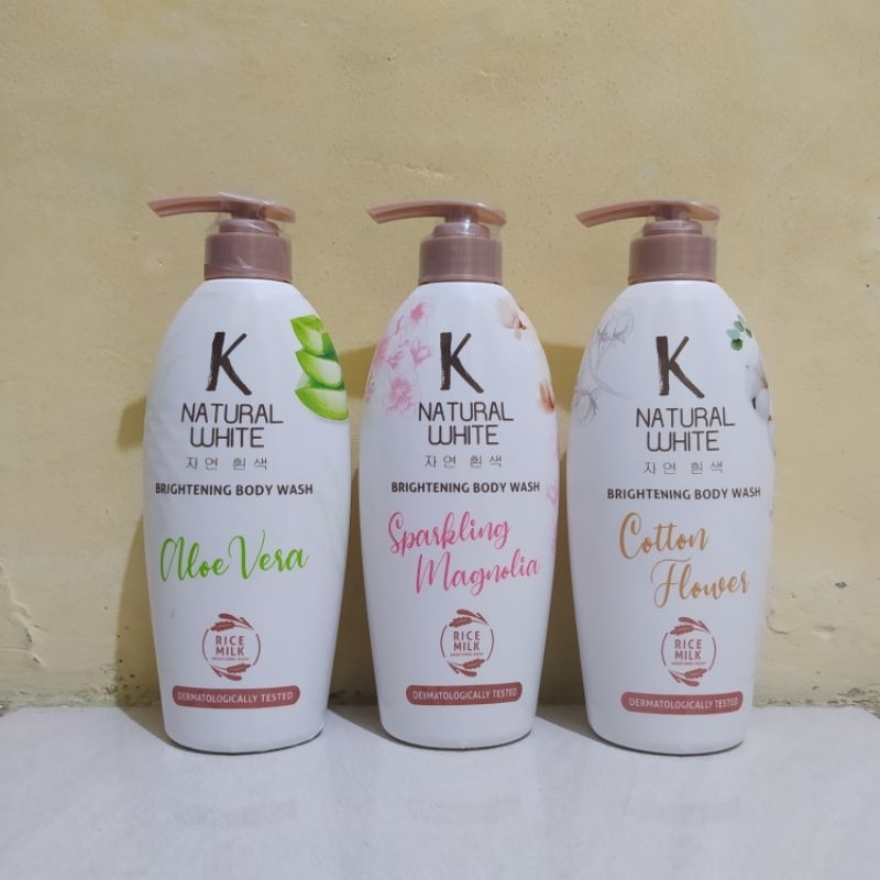 K Natural white brightening bodywash botol pump 500ml