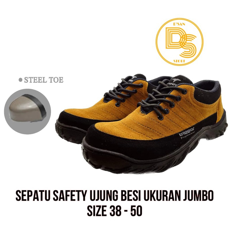 Sepatu safety pria ujung besi size 38-50 sepatu safety triger ujung besi ukuran jumbo big size