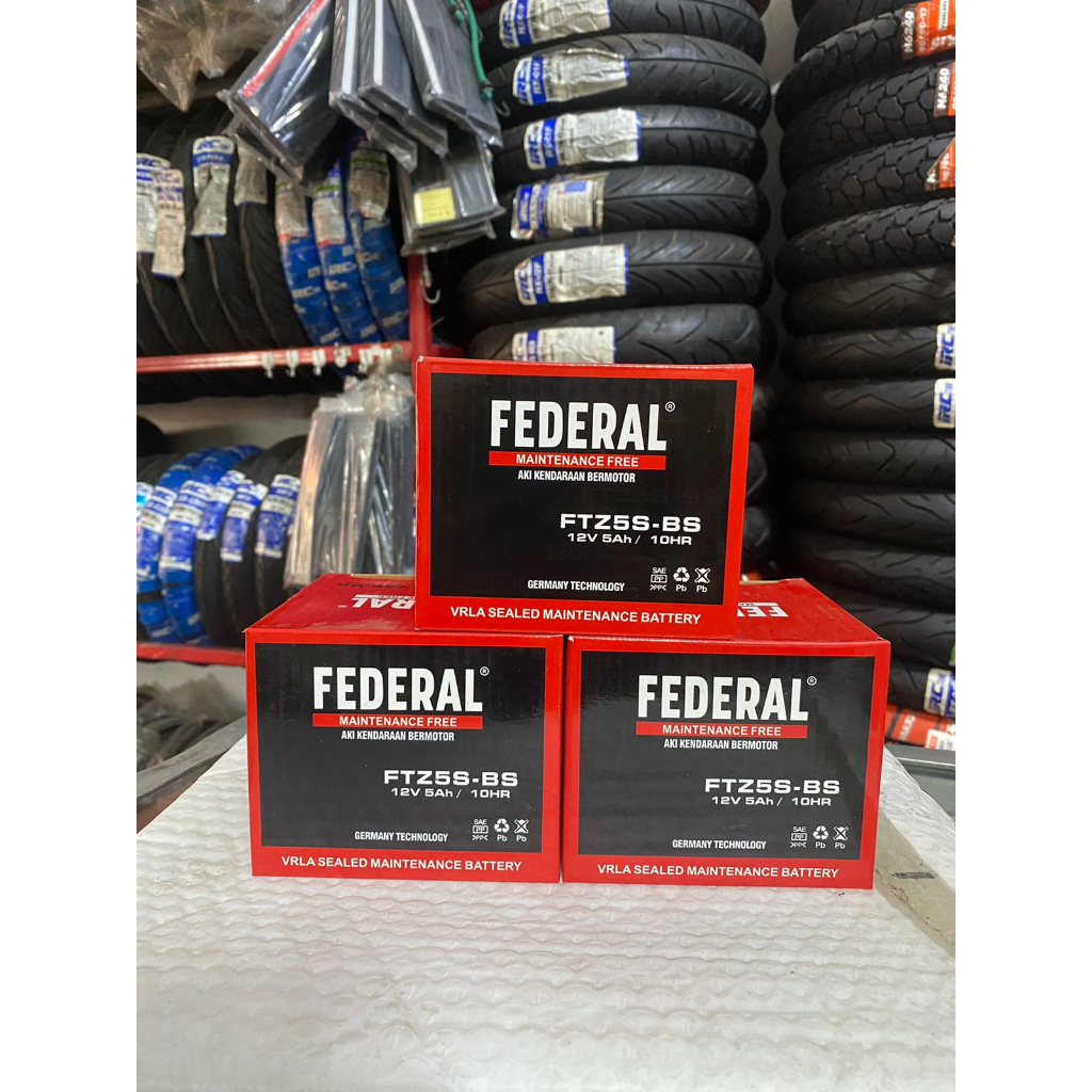 Aki Motor SEMI KERING FEDERAL FTZ5-BS GTZ5S 12V 5AH/10HR