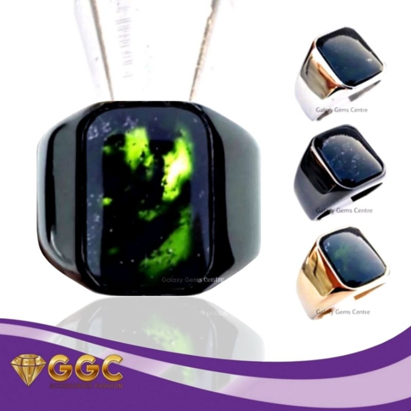 Cincin Pria Natural Batu Black Jade Original Aceh