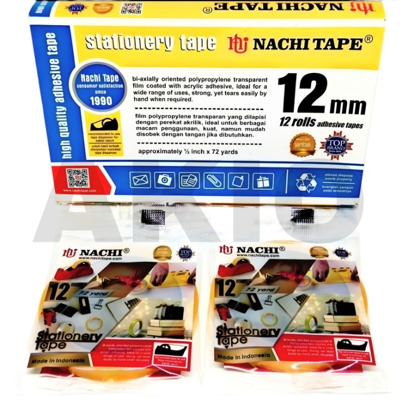 

Isolasi Bening Selotip Bening Kuning NACHI TAPE Stationery 12 mm x 72 Yard