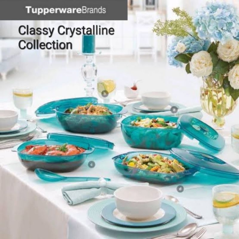 FREE GIFT  Tupperware Classy Crystalline Collection Set (4 Pcs) // Wadah Tempat Serving Crystal Saji