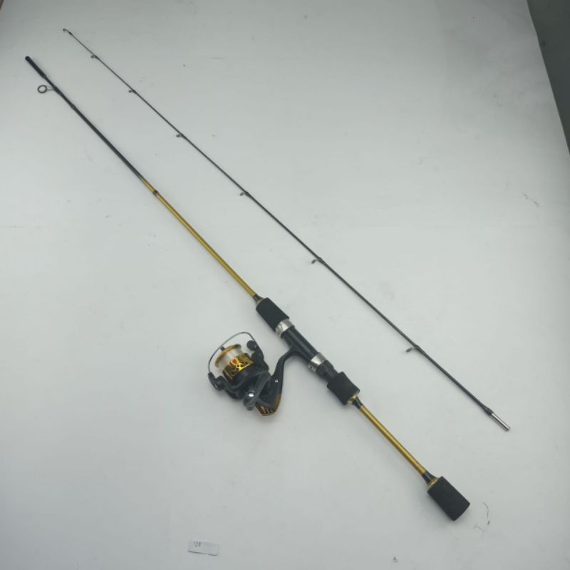 bonus senar satu set joran pancing fiber solid padat  spinning casting lentur ajiro ninja ultralight
