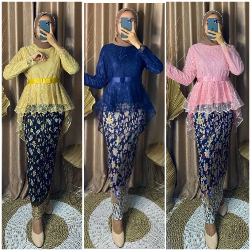 Setelan Kebaya Modern Aurora Tille Atasan Kebaya Brokat Baju Kondangan Ukuran Jumbo
