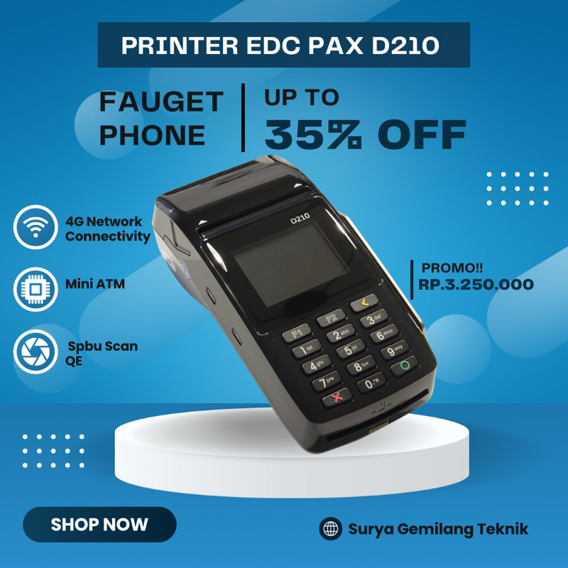 EDC Mini ATM Bukopin PAX D210 Mobile / Mobile EDC Mini ATM Bukopin PAX D210 / EDC untuk pelatihan SM