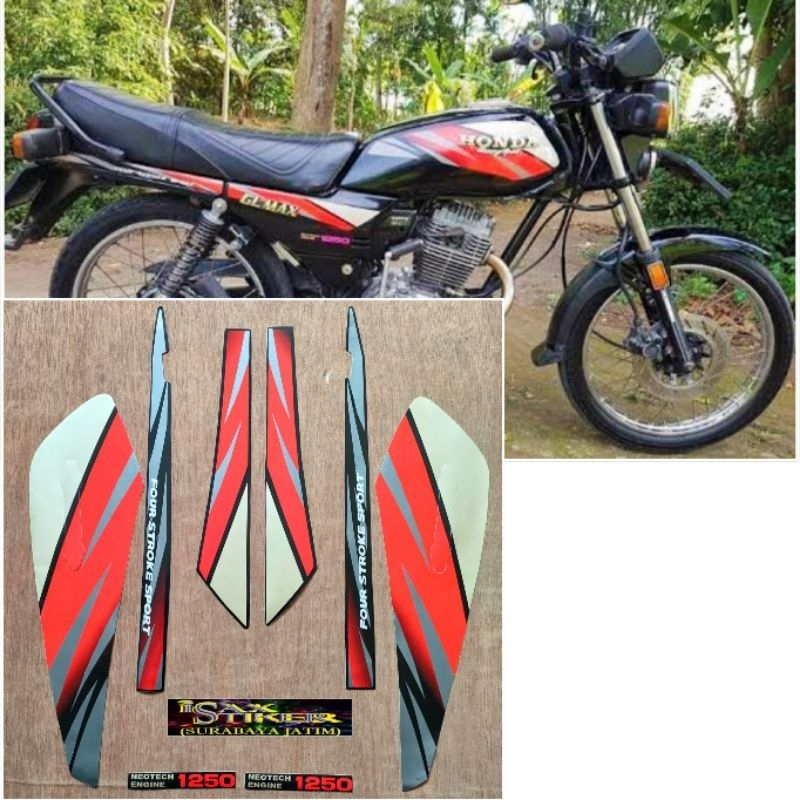 Striping Original Honda GL MAX hitam Lis merah tahun 1995 1996