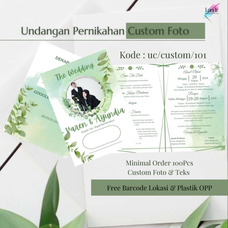 Undangan Custom Cetak Undangan Custom Foto Undangan Pernikahan Undangan Kekinian Undangan Elegan Und
