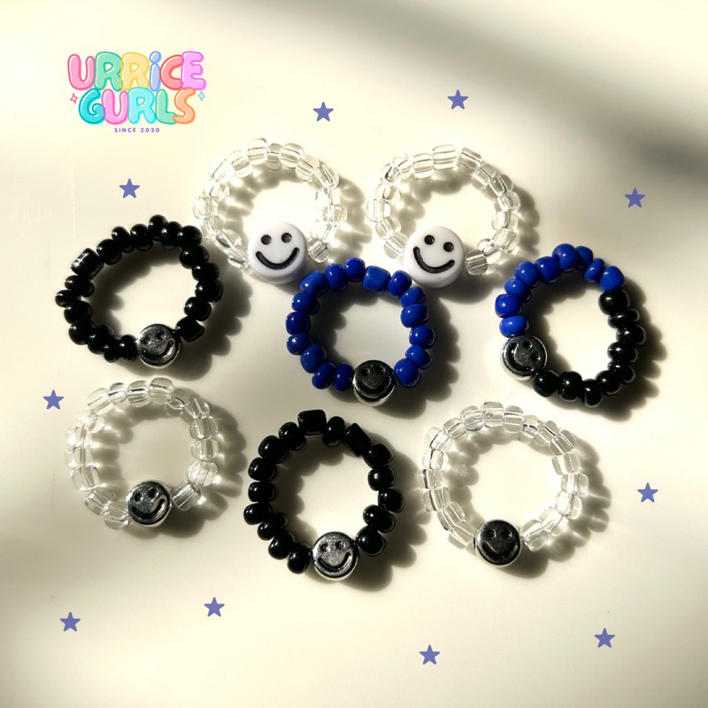 [URRICEGURLS] Smiley Smiley Beads Ring | Cincin Manik Smiley