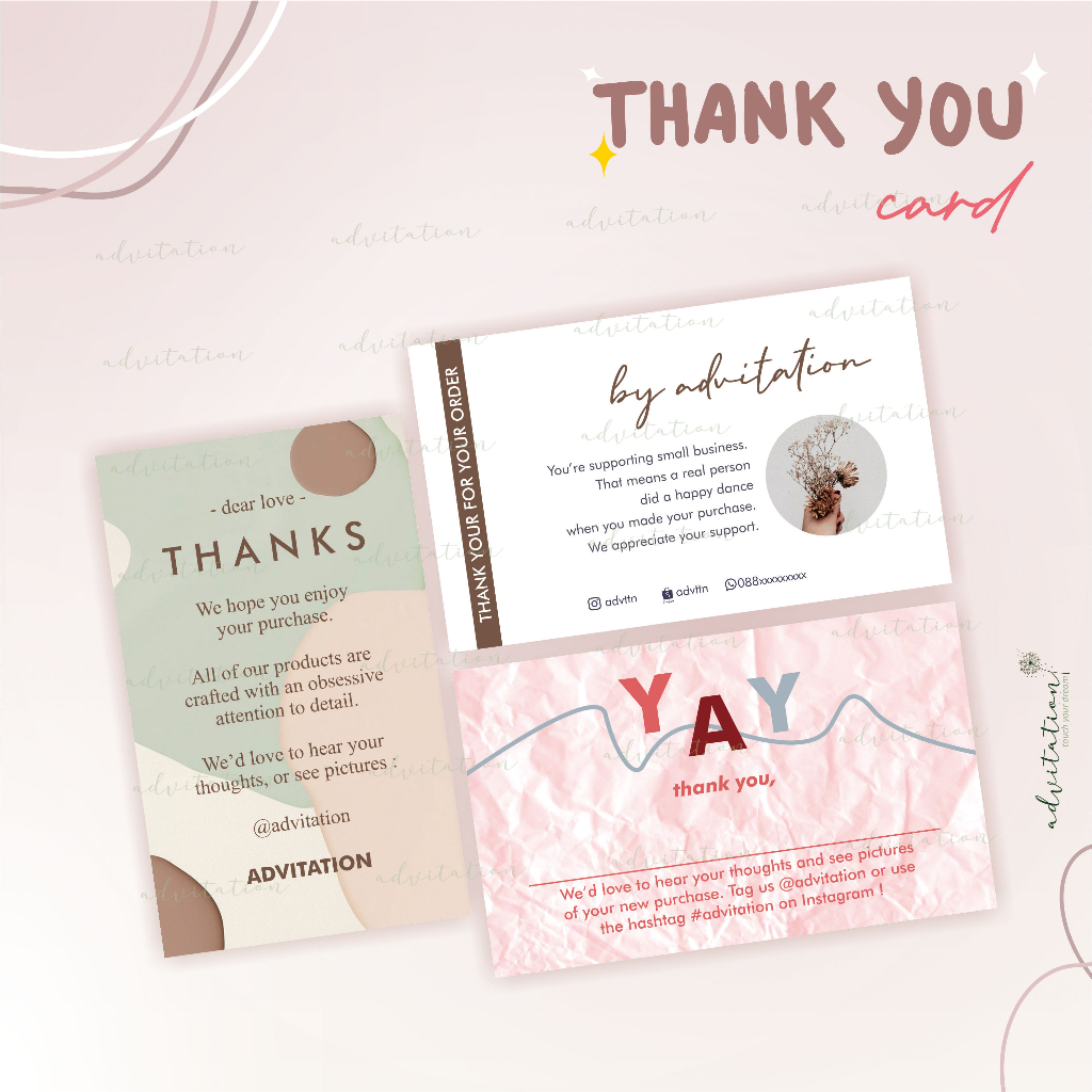 

THANK YOU CARD ❤ THANKS CARD ❤ THANK YOU CARD OLSHOP ❤ KARTU UCAPAN OLSHOP CUSTOM ❤ AESTHETIC ❤ KARTU UCAPAN ❤ PAKET LEBIH BANYAK LEBIH MURAH