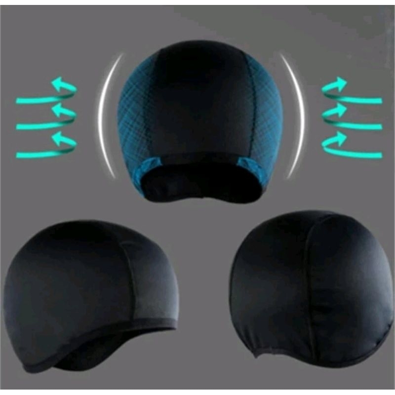 Penutup kepala pria hitam polos topi helm kupluk hitam buff hair band multi fungsi helm inner murah