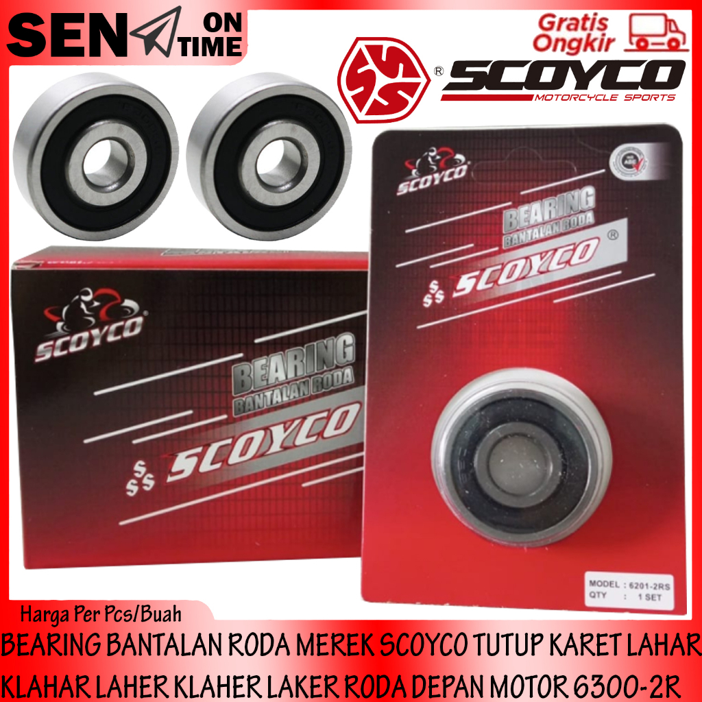 BANTALAN RODA BEARING MEREK SCOYCO MODEL 6300-2RS TUTUP KARET LAHAR KLAHAR LAHER KLAHER LAKER RODA D