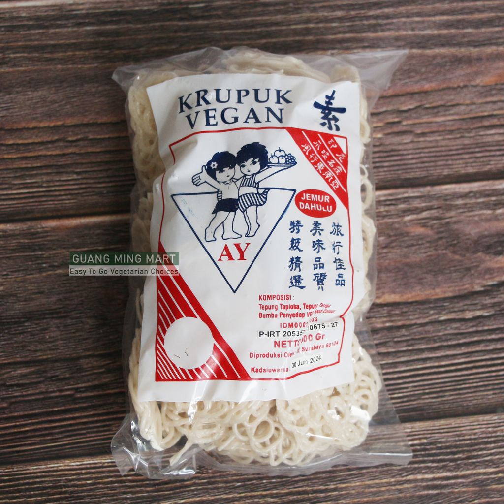 

AY Krupuk Keriting Putih Vegan 300gr / Kerupuk Mawar Mentah Vegetarian