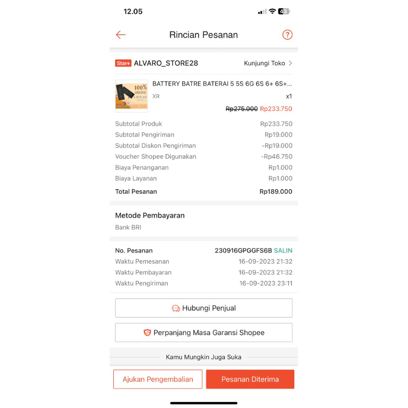 Preloved Baterai Iphone XR