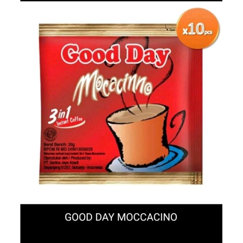 

Kopi Good Day Moccacino 1 Renceng Isi 10pcs