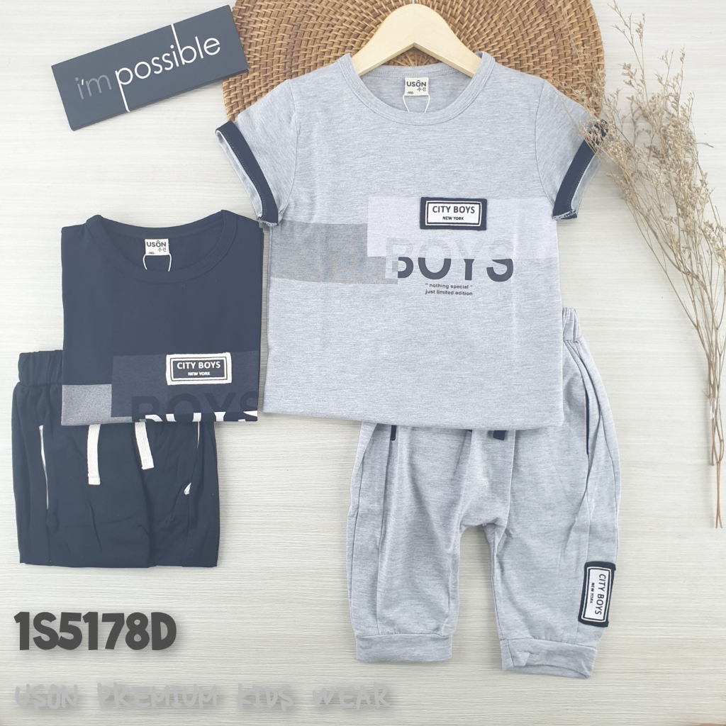 baju setelan atasan kaos celana pendek anak lakilaki tanggung / uson sco298 / sco303