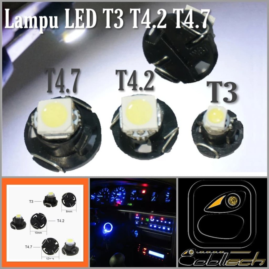 BOBLTECH 4 Buah Lampu SpeedoMeter Dashboard Panel AC Mobil Led T3 T4.2 T4.7