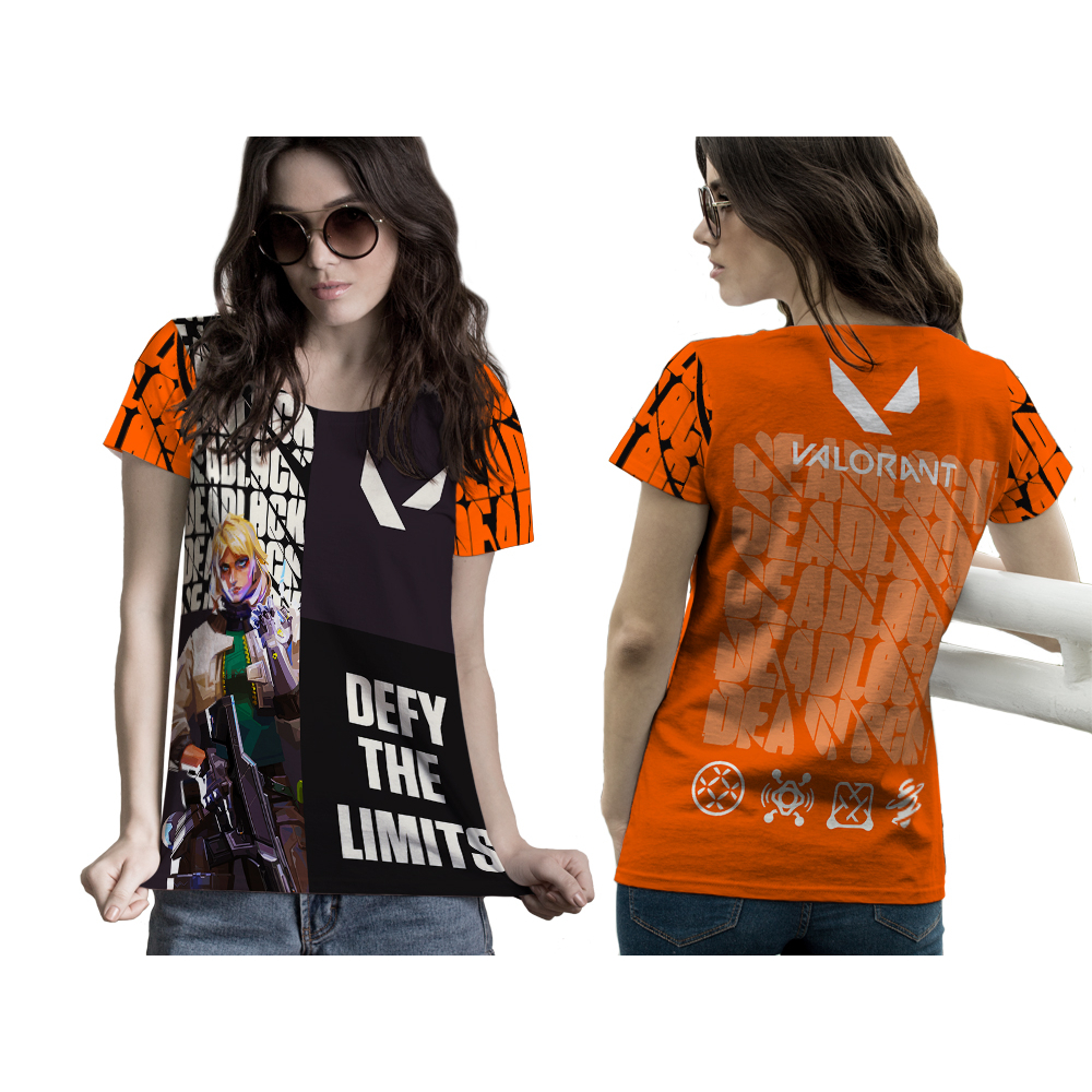 Baju Kaos Tshirt Jersey Retro Gaming Valorant E-Sport Wanita Custom