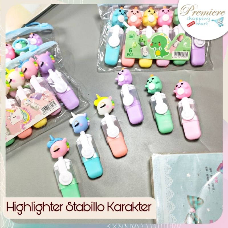 

Highlighter Stabilo Mini Motif Karakter Dino dan Unicorn Pouch isi 6pcs