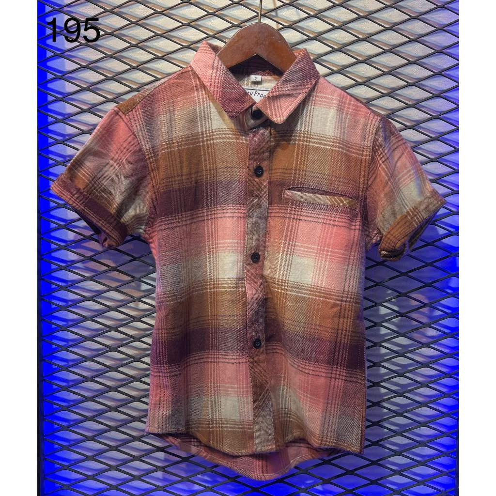 Baju kemeja lengan pendek anak laki laki bahan flanel kotak-kotak 195 umur anak 2 tahun sampai 13 ta