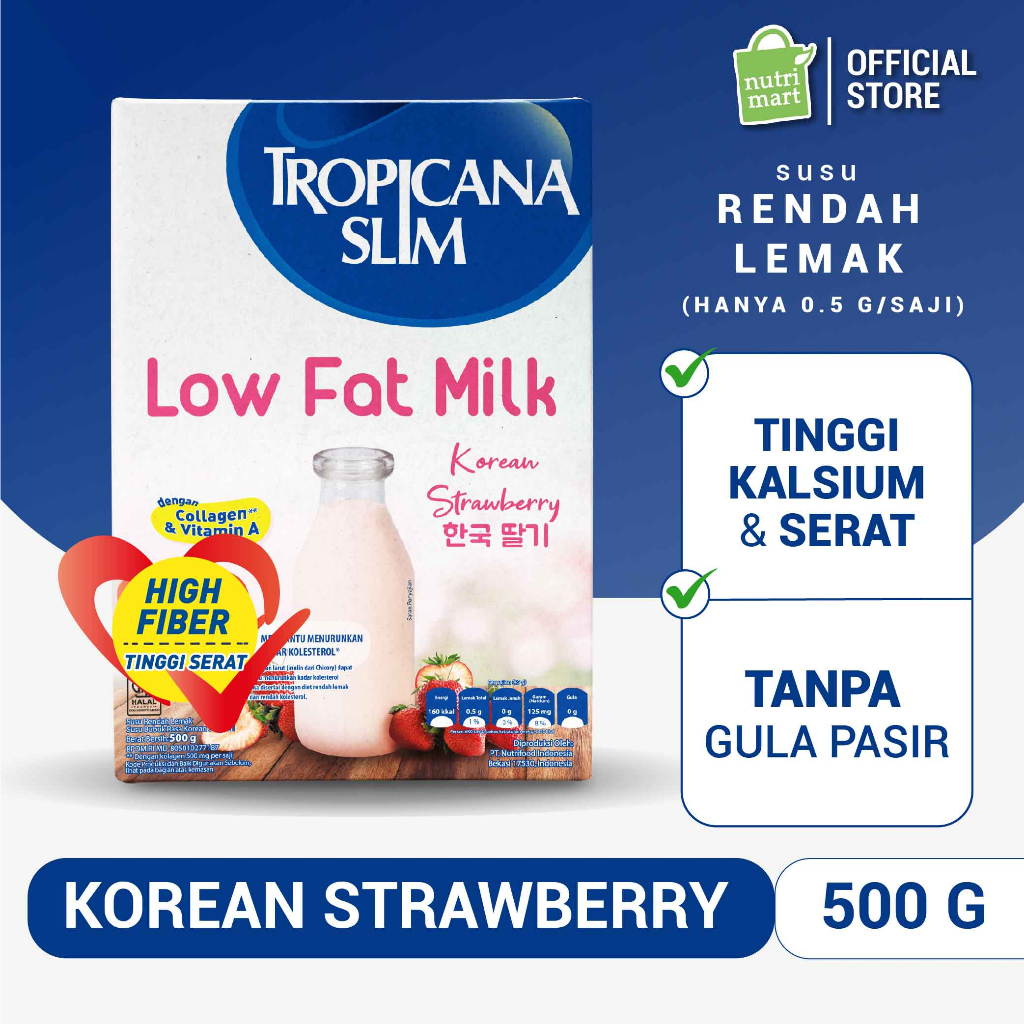 

Tropicana Slim Low Fat Milk Korean Strawberry 500 gram – Susu Diet dengan Kolagen
