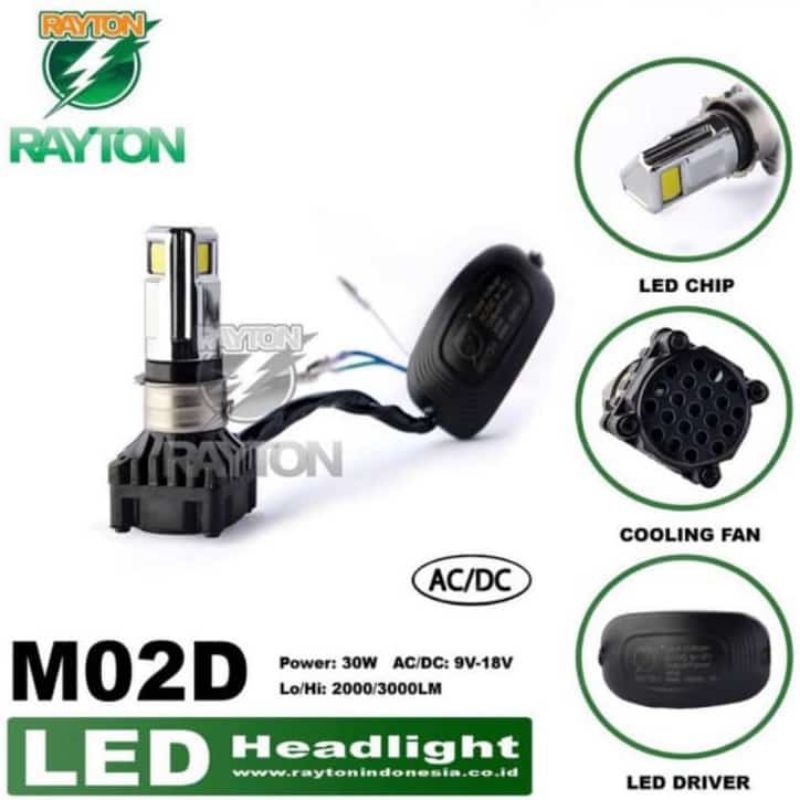 RTD RAYTON LAMPU LED DEPAN 6 SISI M02E + KIPAS H4 H6 HS1