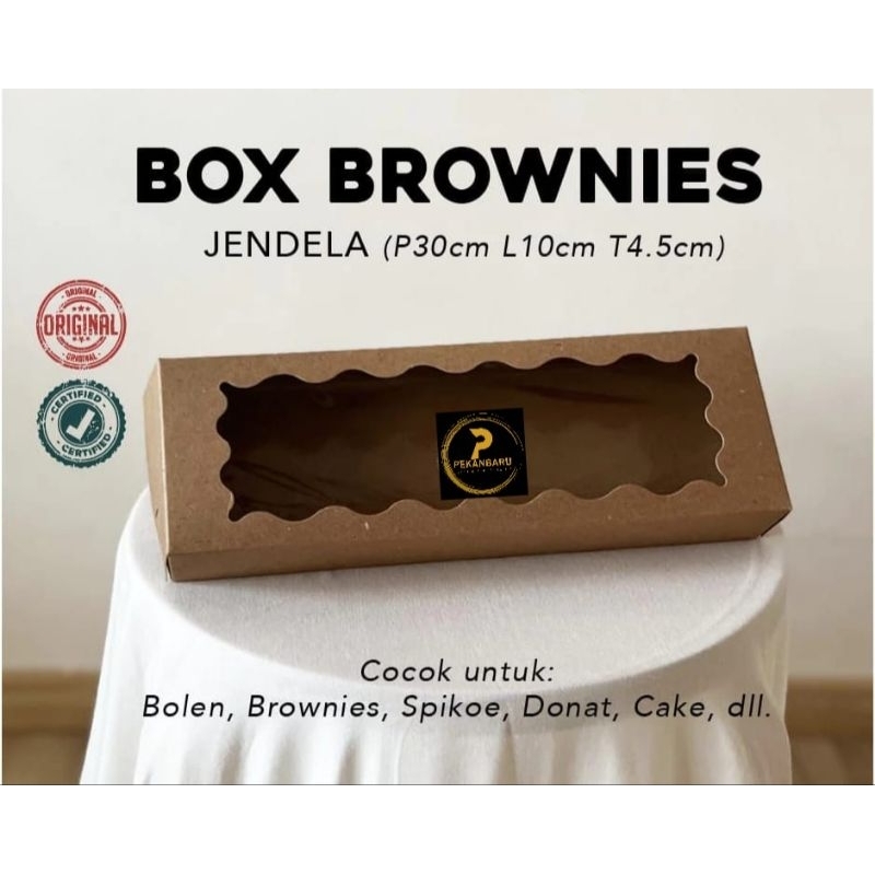 

Box Brownies Jendela 30x10x4.5 / Box Donat Isi 3, Box kue", FULL LAMINASI, Kemasan Kue, Kemasan Bolu