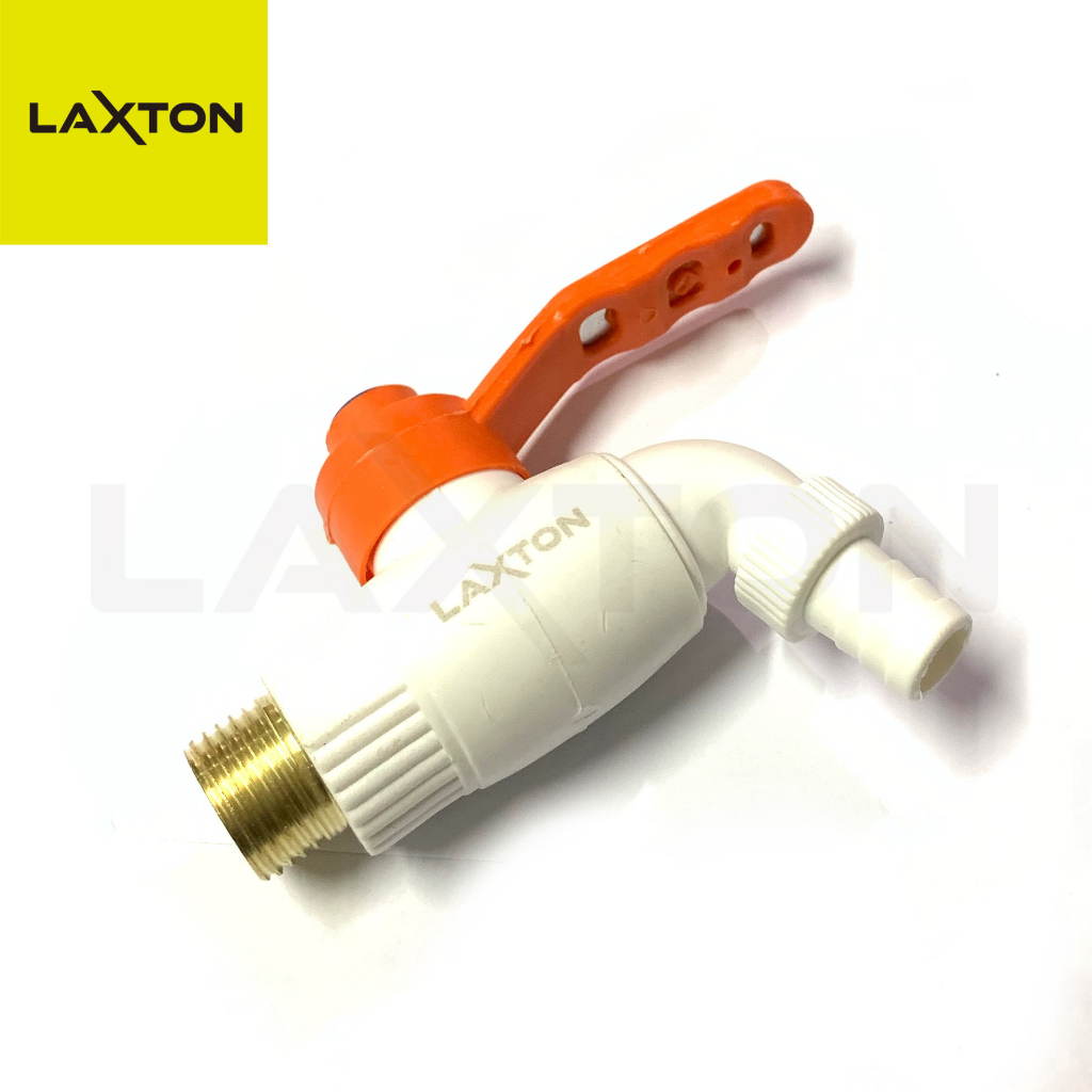 LAXTON L88-005 kran keran dinding air plastik drat kuningan 1/2" putih