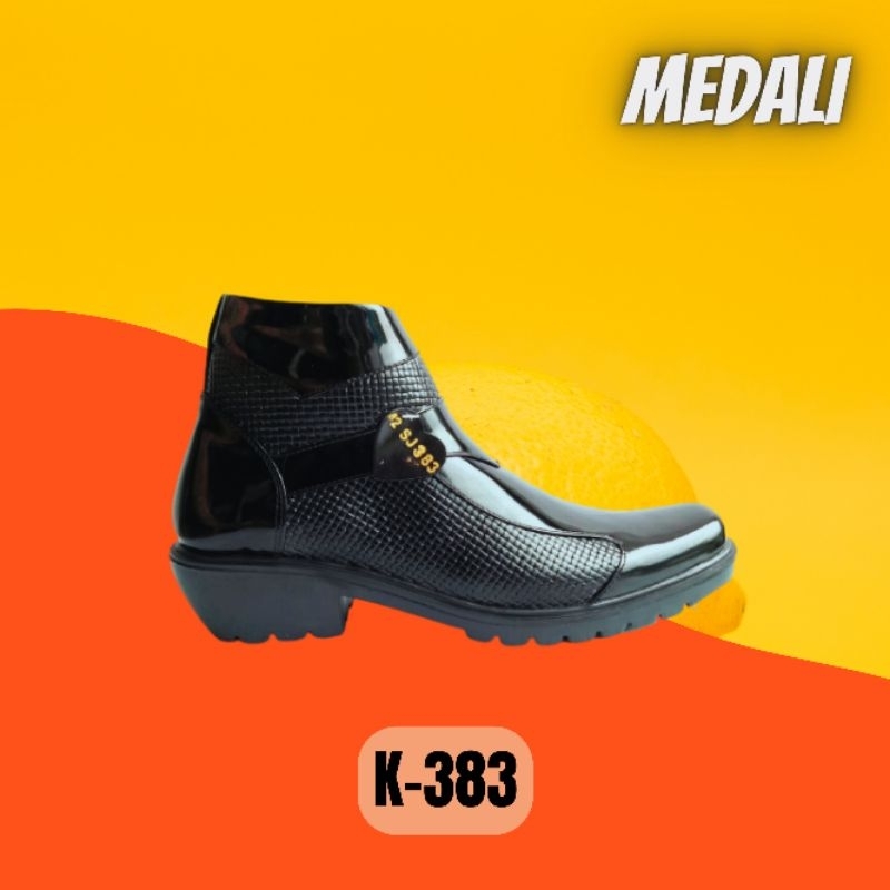 Sepatu Boots PDH Kulit Pria Sol Koboi MEDALI K383