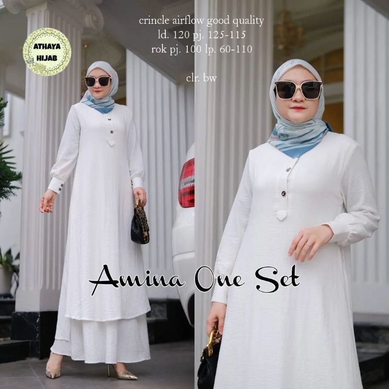 AMINA ONESET/BAJU MUSLIM/SETELAN WANITA/SETELAN MUSLIM/BAJU RESMI/BAJU KERJA