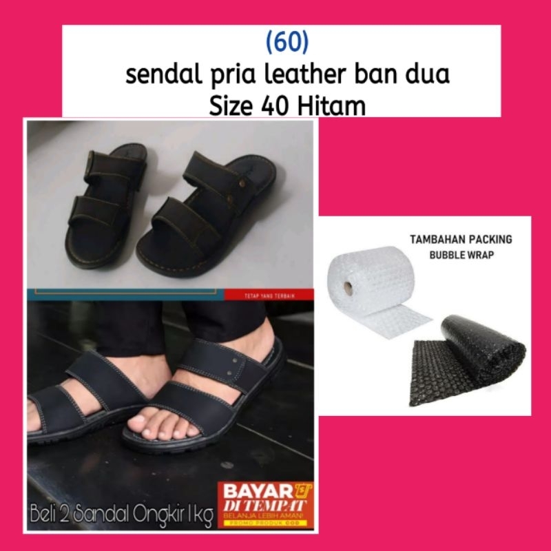 sandal pria leather ban dua size 40 warna hitam