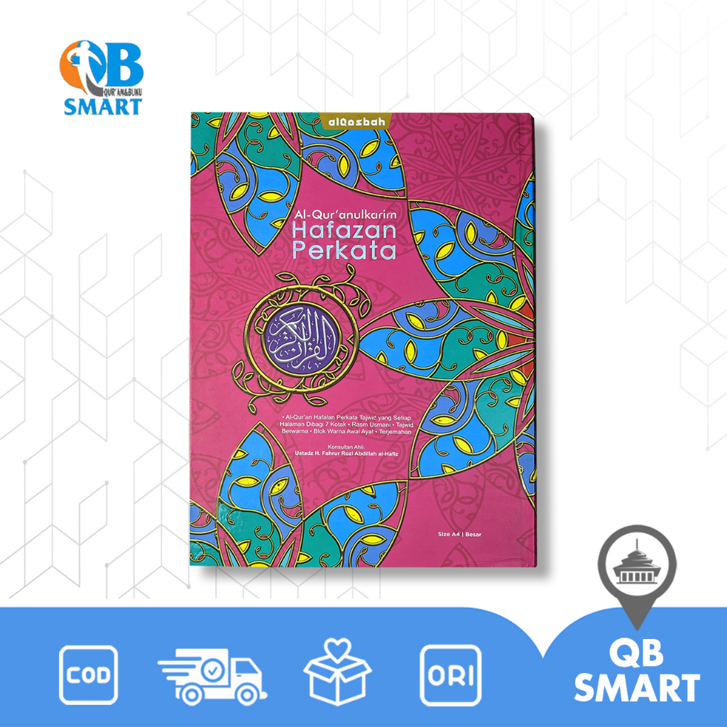 AL QURAN AL QOSBAH HAFAZAN 7 BLOK TERJEMAHAN PERKATA A4 REGULER WARNA MERAH
