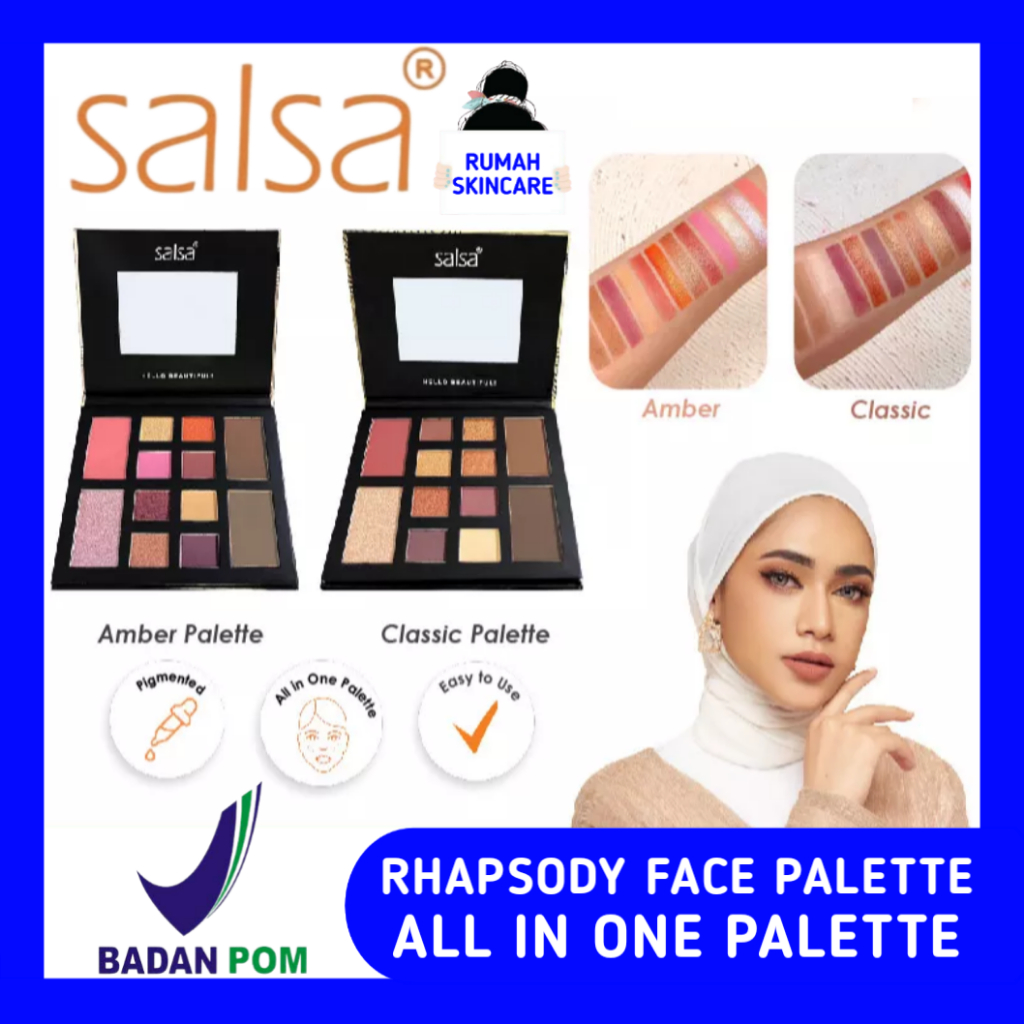 SALSA RHAPSODY FACE PALETTE BPOM / SALSA Rhapsody Face Palette - Palet Eyeshadow Blush On Contour Hi